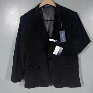 NEW Stafford Blazer Mens 46R Black Corduroy Elbow Patches Sport Coat MSRP$140